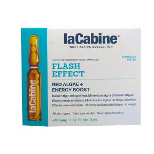laCabine Flash Effect – Red Algae + Energy Boost Ampoules visage hautement concentrées – Effet tenseur immédiat