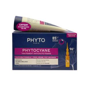 PHYTO OFFRE PHYTOCYANE TRAITEMENT ANTICHUTE FEMME CHUTE REACTIONNELLE + SHAMPOING 100 ML OFFERT