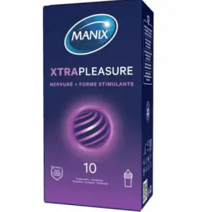 Manix Xtra Pleasure – Préservatifs Nervurés & Forme Stimulante (Boîte de 10)
